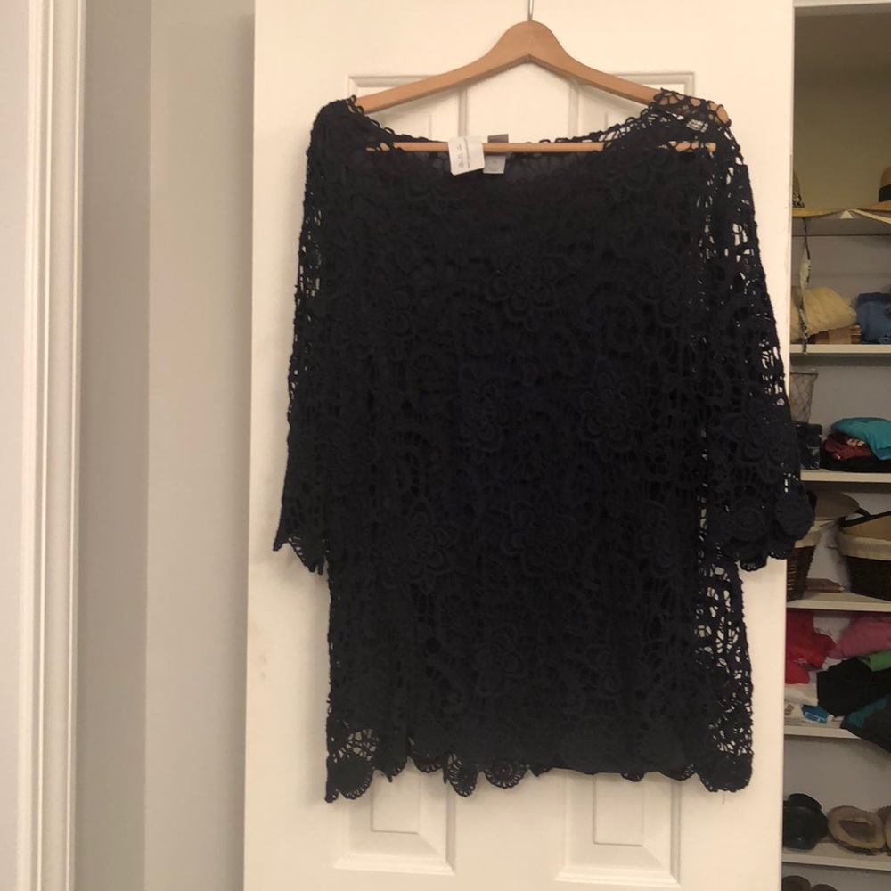 Navy 3/4 sleeve blouse